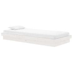 Vidaxl Posteljni okvir bel iz trdnega lesa 90x200 cm