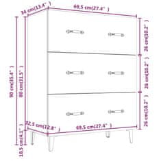 Greatstore Komoda rjavi hrast 69,5x34x90 cm konstruiran les