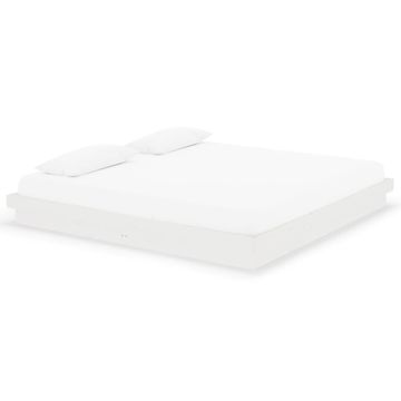 Vidaxl Posteljni okvir bel iz trdnega lesa 200x200 cm