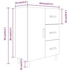 Vidaxl Komoda bela 69,5x34x90 cm inženirski les