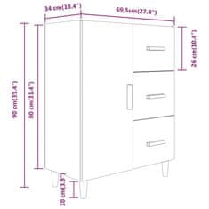 Greatstore Komoda rjavi hrast 69,5x34x90 cm konstruiran les