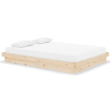 Vidaxl Posteljni okvir iz trdnega lesa 140x190 cm