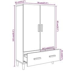 Vidaxl Visoka omarica rjavi hrast 70x31x115 cm konstruiran les