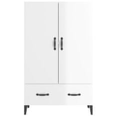 Vidaxl Visoka omarica visok sijaj bela 70x31x115 cm konstruiran les