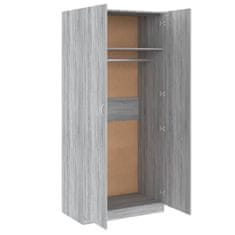 Vidaxl Garderobna omara siva sonoma 90x52x200 cm konstruiran les