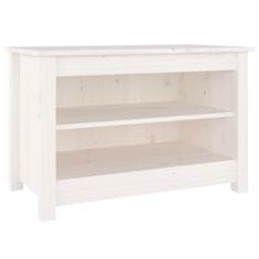 Greatstore Klop za čevlje bela 70x38x45,5 cm trdna borovina