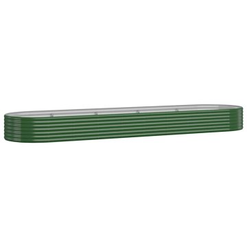 Vidaxl Visoka greda iz cinkanega jekla 396x100x36 cm zelena