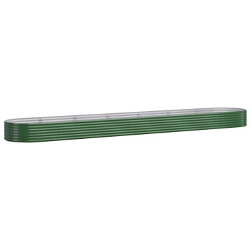 Vidaxl Visoka greda iz cinkanega jekla 544x100x36 cm zelena