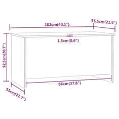 shumee Klubska mizica bela 102x55,5x52,5 cm konstruiran les