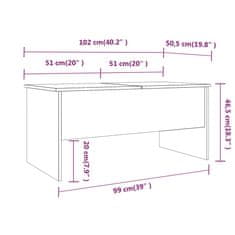 Vidaxl Klubska mizica siva sonoma 102x50,5x46,5 cm konstruiran les