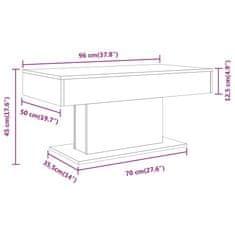 Vidaxl Klubska mizica siva sonoma 96x50x45 cm konstruiran les