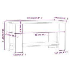 Vidaxl Klubska mizica sonoma hrast 101x49x52 cm konstruiran les