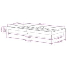 Vidaxl Posteljni okvir iz trdnega lesa 75x190 cm 2FT6