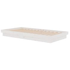 Vidaxl Posteljni okvir bel iz trdnega lesa 100x200 cm