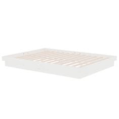 Vidaxl Posteljni okvir bel iz trdnega lesa 135x190 cm 4FT6