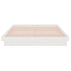 Vidaxl Posteljni okvir bel iz trdnega lesa 135x190 cm 4FT6