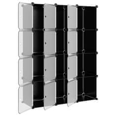 Vidaxl Organizator za shranjevanje kock z 12 kockami in vrati Black PP