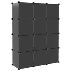 Vidaxl Organizator za shranjevanje kock z 12 kockami in vrati Black PP