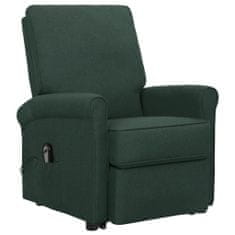 Vidaxl Raztegljiv fotelj, temno zelena barva, tkanina