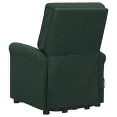 Greatstore Raztegljiv fotelj, temno zelena barva, tkanina