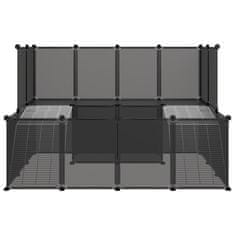 Vidaxl Ograda za male živali črna 143x107x93 cm PP in jeklo