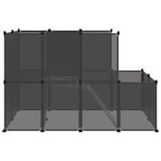 Vidaxl Ograda za male živali črna 142x74x93 cm PP in jeklo