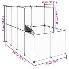 Vidaxl Ograda za male živali prozorna 142x74x93 cm PP in jeklo