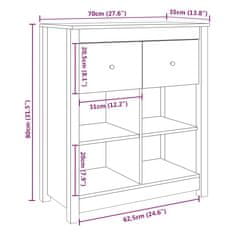 Vidaxl Komoda 70x35x80 cm trdna borovina