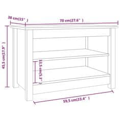 Greatstore Omara za čevlje, medeno rjava, 70x38x45,5 cm, borov les