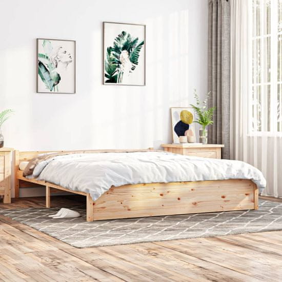 Vidaxl Posteljni okvir iz trdnega lesa 200x200 cm