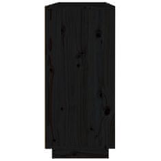Vidaxl Komoda črna 110x34x75 cm trdna borovina