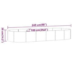 Vidaxl Visoka greda iz cinkanega jekla 249x100x36 cm srebrna