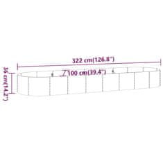Vidaxl Visoka greda iz cinkanega jekla 322x100x36 cm srebrna