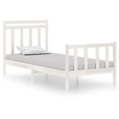 Greatstore Okvir za posteljo, bel, masivni les, 90x190 cm, enojni