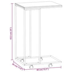 shumee Stranska mizica s kolesi bela 40x30x63,5 cm konstruiran les