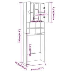 Vidaxl Omara za pralni stroj siva sonoma 64x25,5x190 cm