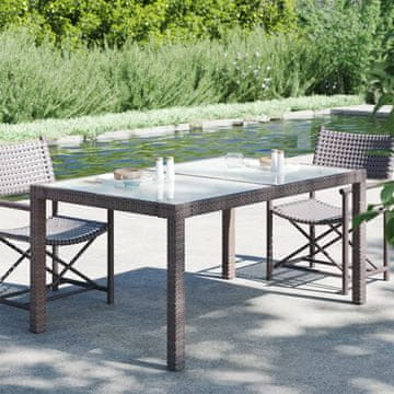 Vidaxl vidaXL Vrtna miza 150x90x75 cm steklo in PE ratan rjave barve