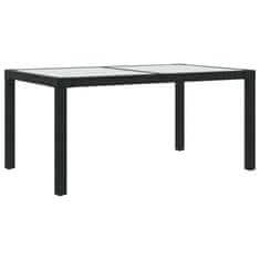 Vidaxl Vrtna miza 150x90x75 cm kaljeno steklo in poli ratan črna