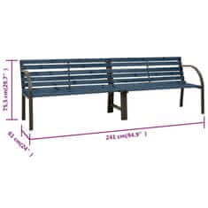 Vidaxl Dvojna vrtna klop 241 cm kitajska jelka siva