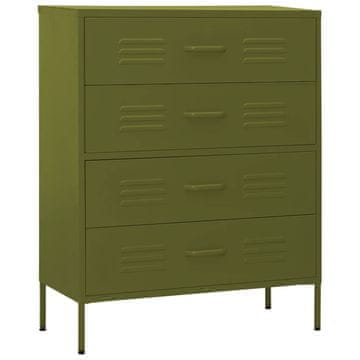 Vidaxl Predalnik olivno zelen 80x35x101,5 cm jeklo