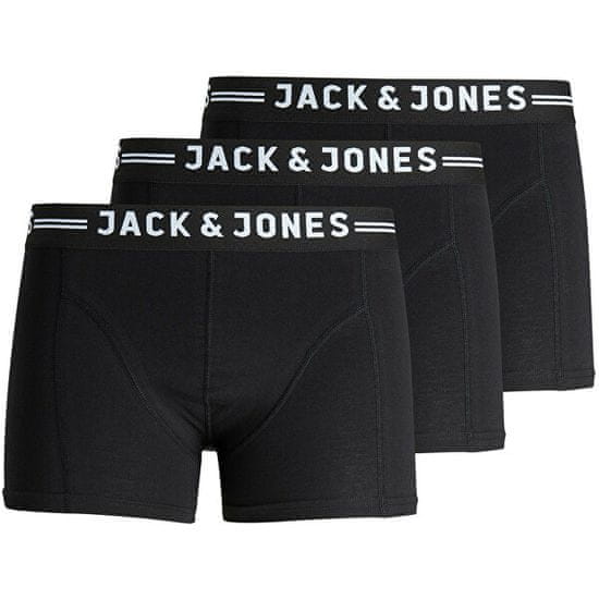 Jack&Jones 3 PAKET - moške boksarice SENSE 12081832 Black Black pas