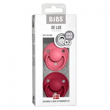 shumee BIBS DE LUX 2-PAKET SILIKONSKIH DUDEC KORALNE IN RUBY ENE VELIKOSTI