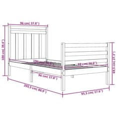 Vidaxl Posteljni okvir iz trdnega lesa 90x200 cm