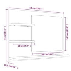 Vidaxl Kopalniško ogledalo dim. hrast 60x10,5x45 cm konstruiran les