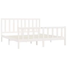 Vidaxl Posteljni okvir bel iz trdnega lesa 180x200 cm 6FT