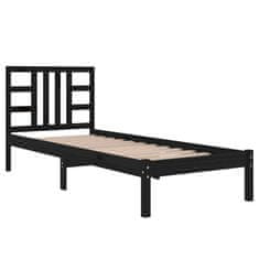 Vidaxl Posteljni okvir črn iz trdnega lesa 75x190 cm 2FT6