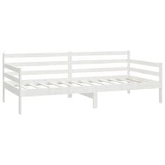 Greatstore Dnevna postelja z vzmetnico 90x200 cm bela trdna borovina