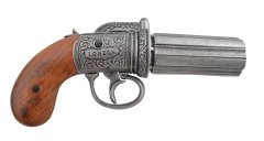 Bashan Pištola Pepperbox, 6 sodov, zgodovinsko orožje XVI.-XIX. st. - 22.5cm; 968g