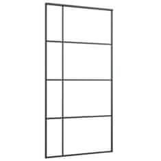 Vidaxl Drsna vrata mlečno ESG steklo in aluminij 102,5x205 cm črna