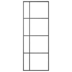 Vidaxl Drsna vrata mlečno ESG steklo in aluminij 76x205 cm črna